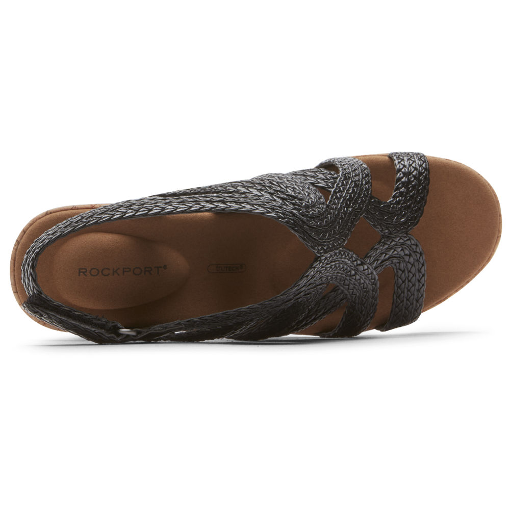 Rockport Womens Briah Braided - Sandals Black - QMA482630